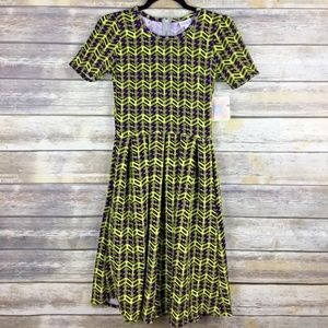 Lularoe Amelia Purple & Green Pattern Dress - NWT